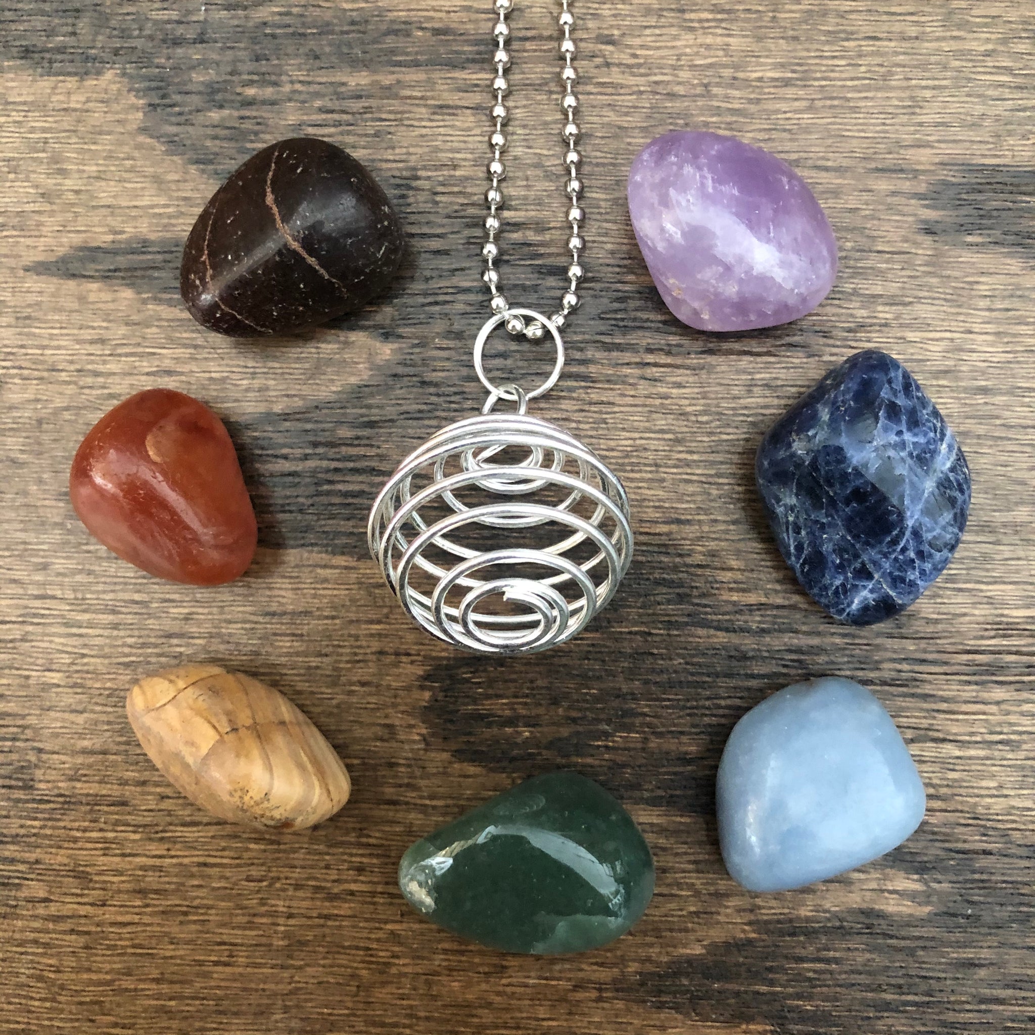 Crystal Pendant Cage with Chakra Set (Nickel Plated) – ReCircle Home